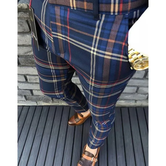 Clearance OUKU Men's Trousers Chinos Pants Trousers Pencil Pants Jogger Pants Pocket Classic Lattice Comfort Outdoor Full Length Formal Business Daily Chino Smart Casual Black Blue