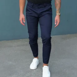 Hot OUKU Men's Trousers Chinos Pencil Pants Jogger Pants Front Pocket Plain Comfort Breathable Business Casual Daily Streetwear Chic & Modern Black Navy Blue Micro-elastic