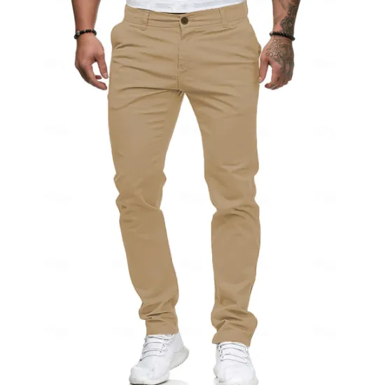 Sale OUKU Men's Trousers Chinos Slacks Jogger Pants Straight Leg Geometry Breathable Soft Ankle-Length Home Daily Stylish Classic Style Slim Black White Mid Waist Micro-elastic