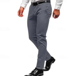 Sale OUKU Men's Trousers Chinos Slacks Jogger Pants Straight Leg Geometry Breathable Soft Ankle-Length Home Daily Stylish Classic Style Slim Black White Mid Waist Micro-elastic