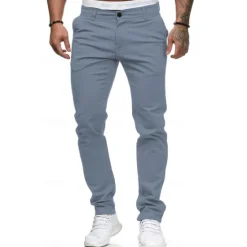 Sale OUKU Men's Trousers Chinos Slacks Jogger Pants Straight Leg Geometry Breathable Soft Ankle-Length Home Daily Stylish Classic Style Slim Black White Mid Waist Micro-elastic