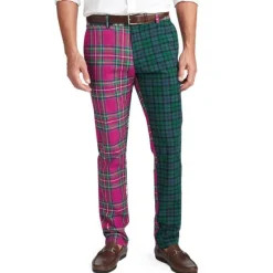 New OUKU Men's Trousers Chinos Slacks Chino Pants Jogger Pants Plaid Checkered Comfort Soft Office Business Streetwear Casual Fuchsia Blue Red Inelastic