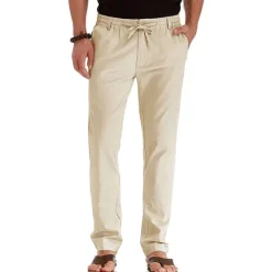 Hot OUKU Men's Trousers Chinos Summer Pants Casual Pants Pocket Drawstring Elastic Waist Plain Comfort Breathable Outdoor Daily Going out Cotton Blend Fashion Casual White Army Green