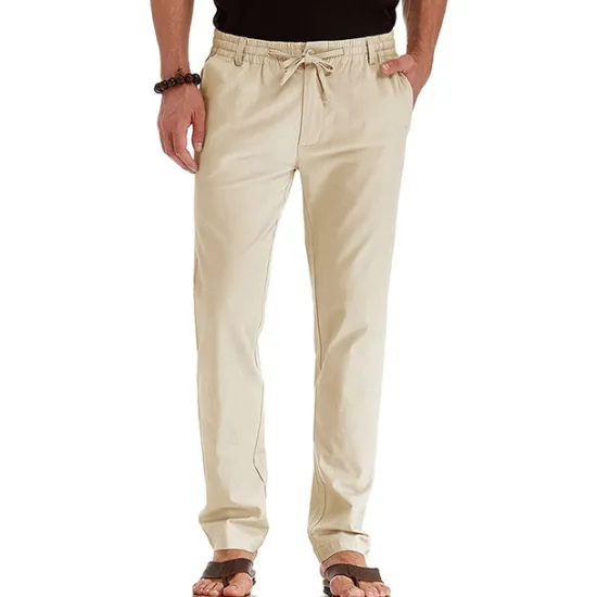 Hot OUKU Men's Trousers Chinos Summer Pants Casual Pants Pocket Drawstring Elastic Waist Plain Comfort Breathable Outdoor Daily Going out Cotton Blend Fashion Casual White Army Green
