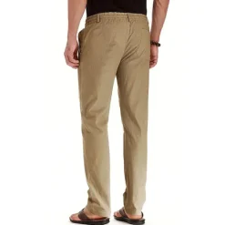 Hot OUKU Men's Trousers Chinos Summer Pants Casual Pants Pocket Drawstring Elastic Waist Plain Comfort Breathable Outdoor Daily Going out Cotton Blend Fashion Casual White Army Green