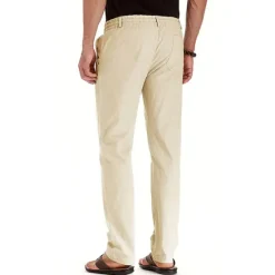 Hot OUKU Men's Trousers Chinos Summer Pants Casual Pants Pocket Drawstring Elastic Waist Plain Comfort Breathable Outdoor Daily Going out Cotton Blend Fashion Casual White Army Green