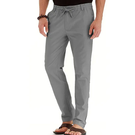 Hot OUKU Men's Trousers Chinos Summer Pants Casual Pants Pocket Drawstring Elastic Waist Plain Comfort Breathable Outdoor Daily Going out Cotton Blend Fashion Casual White Army Green