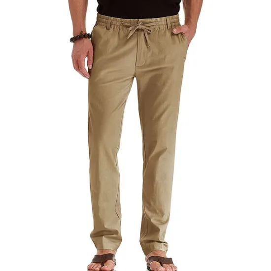 Hot OUKU Men's Trousers Chinos Summer Pants Casual Pants Pocket Drawstring Elastic Waist Plain Comfort Breathable Outdoor Daily Going out Cotton Blend Fashion Casual White Army Green