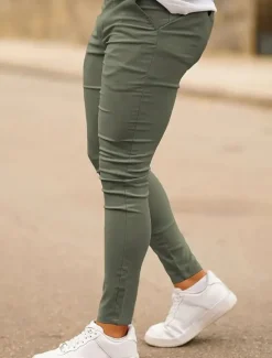New OUKU Men's Trousers Chinos Summer Pants Pocket Plain Comfort Breathable Full Length Vacation Daily Holiday Casual Athleisure Army Green Khaki