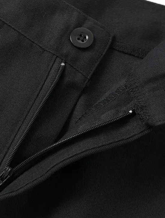 Clearance OUKU Men's Trousers Chinos Summer Pants Casual Pants Zipper Plain Comfort Breathable Casual Daily Holiday Fashion Basic Black Khaki