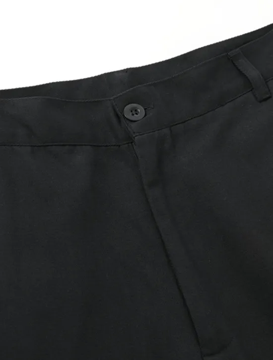 Clearance OUKU Men's Trousers Chinos Summer Pants Casual Pants Zipper Plain Comfort Breathable Casual Daily Holiday Fashion Basic Black Khaki