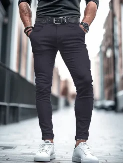 Hot OUKU Men's Trousers Chinos Summer Pants Casual Pants Front Pocket Plain Comfort Breathable Casual Daily Holiday Fashion Basic Black White