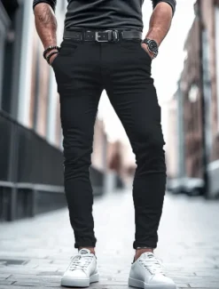 Hot OUKU Men's Trousers Chinos Summer Pants Casual Pants Front Pocket Plain Comfort Breathable Casual Daily Holiday Fashion Basic Black White