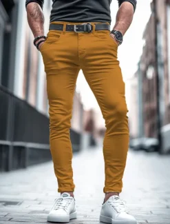 Hot OUKU Men's Trousers Chinos Summer Pants Casual Pants Front Pocket Plain Comfort Breathable Casual Daily Holiday Fashion Basic Black White