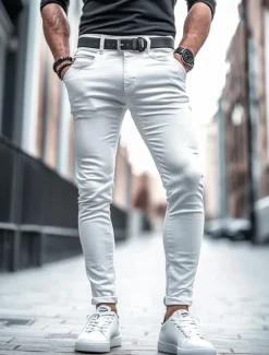 Hot OUKU Men's Trousers Chinos Summer Pants Casual Pants Front Pocket Plain Comfort Breathable Casual Daily Holiday Fashion Basic Black White