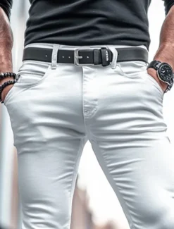Hot OUKU Men's Trousers Chinos Summer Pants Casual Pants Front Pocket Plain Comfort Breathable Casual Daily Holiday Fashion Basic Black White