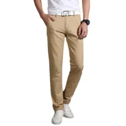 Discount OUKU Men's Trousers Chinos Work Pants Casual Pants Pocket Straight Leg Plain Comfort Breathable Office Daily Streetwear Stylish Classic Black Wine Micro-elastic