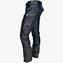 Outlet OUKU Men's Trousers Faux Leather Pants Casual Pants Multi Pocket Solid Color Nightclub Streetwear Fashion Black Red