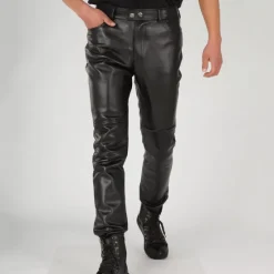 OUKU Men's Trousers Faux Leather Pants Casual Pants Pocket Straight Leg Plain Comfort Casual Daily Holiday Streetwear Stylish Black