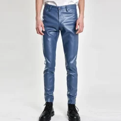 Hot OUKU Men's Trousers Faux Leather Pants Casual Pants Pocket Plain Comfort Breathable Outdoor Daily Going out Fashion Casual Black White