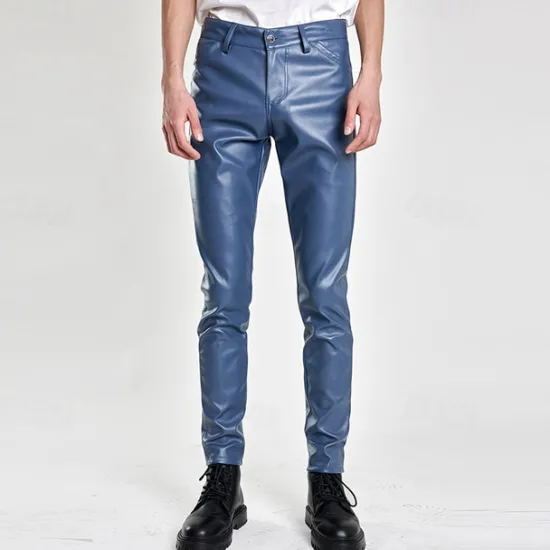 Hot OUKU Men's Trousers Faux Leather Pants Casual Pants Pocket Plain Comfort Breathable Outdoor Daily Going out Fashion Casual Black White