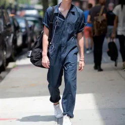 Online OUKU Men's Trousers Jumpsuit Casual Pants Pocket Plain Comfort Sports Outdoor Daily Fashion Casual Black Blue Micro-elastic
