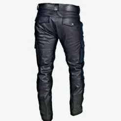 Clearance OUKU Men's Trousers Leather Pants Casual Pants Multi Pocket Solid Color Motorcycle Streetwear Fashion Black Red