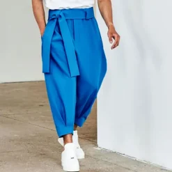 OUKU Men's Trousers Pants Trousers Tapered Carrot Pants Cropped Pants Casual Pants Drawstring Elastic Waist Novelty Solid Color Comfort Outdoor Ankle-Length Casual Daily Streetwear Streetwear Casual
