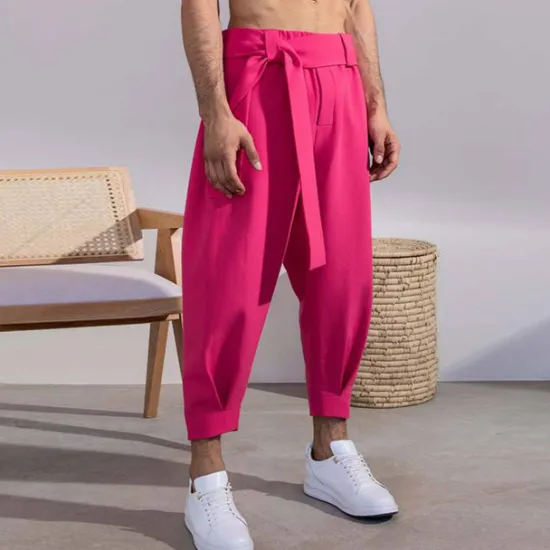 OUKU Men's Trousers Pants Trousers Tapered Carrot Pants Cropped Pants Casual Pants Drawstring Elastic Waist Novelty Solid Color Comfort Outdoor Ankle-Length Casual Daily Streetwear Streetwear Casual