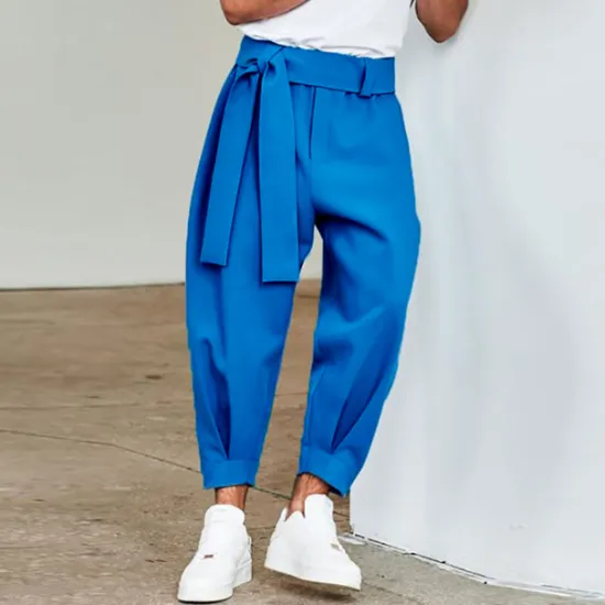 OUKU Men's Trousers Pants Trousers Tapered Carrot Pants Cropped Pants Casual Pants Drawstring Elastic Waist Novelty Solid Color Comfort Outdoor Ankle-Length Casual Daily Streetwear Streetwear Casual