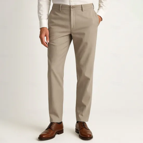 Outlet OUKU Men's Trousers Solid Color Knee Length Business Classic Style Casual Black White Inelastic