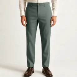 Outlet OUKU Men's Trousers Solid Color Knee Length Business Classic Style Casual Black White Inelastic