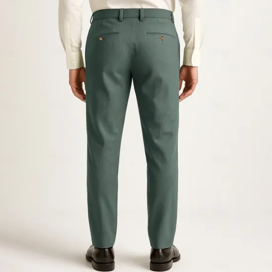 Outlet OUKU Men's Trousers Solid Color Knee Length Business Classic Style Casual Black White Inelastic