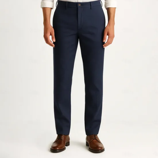 Outlet OUKU Men's Trousers Solid Color Knee Length Business Classic Style Casual Black White Inelastic