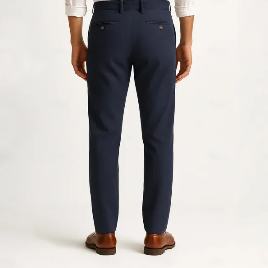 Outlet OUKU Men's Trousers Solid Color Knee Length Business Classic Style Casual Black White Inelastic