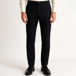 Outlet OUKU Men's Trousers Solid Color Knee Length Business Classic Style Casual Black White Inelastic
