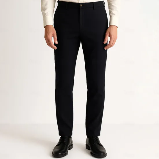 Outlet OUKU Men's Trousers Solid Color Knee Length Business Classic Style Casual Black White Inelastic