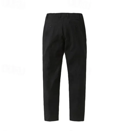 Outlet OUKU Men's Trousers Solid Color Knee Length Business Classic Style Casual Black White Inelastic