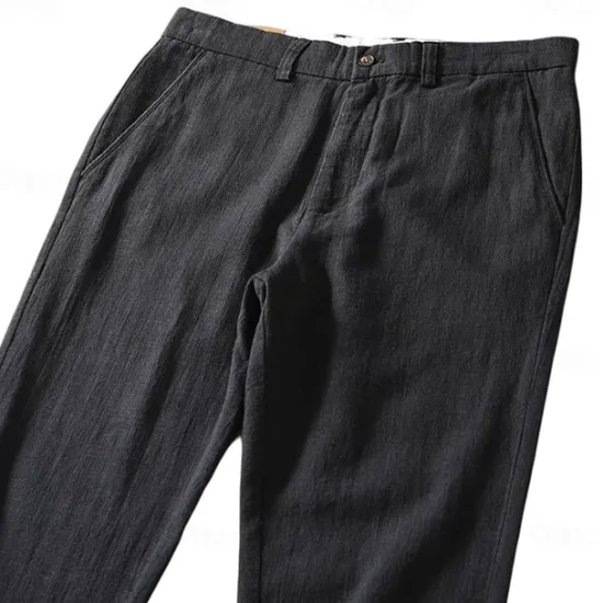 Outlet OUKU Men's Trousers Solid Color Knee Length Business Classic Style Casual Black White Inelastic