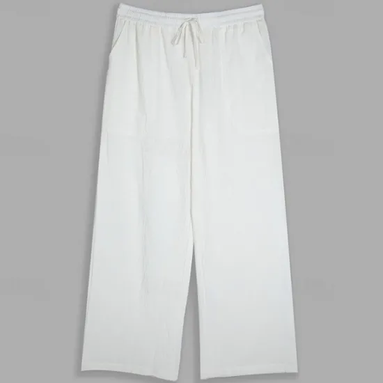 Outlet OUKU Men's Trousers Summer Pants Beach Pants Elastic Waist Wide Leg Straight Leg Plain Breathable Soft Yoga Casual Daily Fashion Streetwear Loose Fit Black White