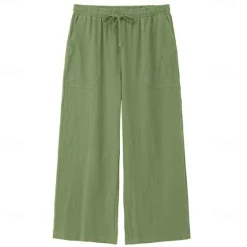 OUKU Men's Trousers Summer Pants Baggy Pants Beach Pants Casual Pants Drawstring Front Pocket Straight Leg Plain Comfort Soft Full Length Yoga Holiday Beach Fashion Hawaiian Black White