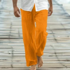OUKU Men's Trousers Summer Pants Baggy Pants Beach Pants Casual Pants Drawstring Front Pocket Straight Leg Plain Comfort Soft Full Length Yoga Holiday Beach Fashion Hawaiian Black White