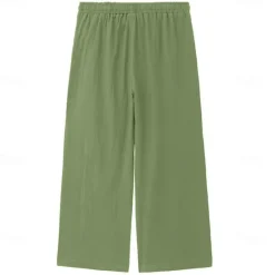 OUKU Men's Trousers Summer Pants Baggy Pants Beach Pants Casual Pants Drawstring Front Pocket Straight Leg Plain Comfort Soft Full Length Yoga Holiday Beach Fashion Hawaiian Black White