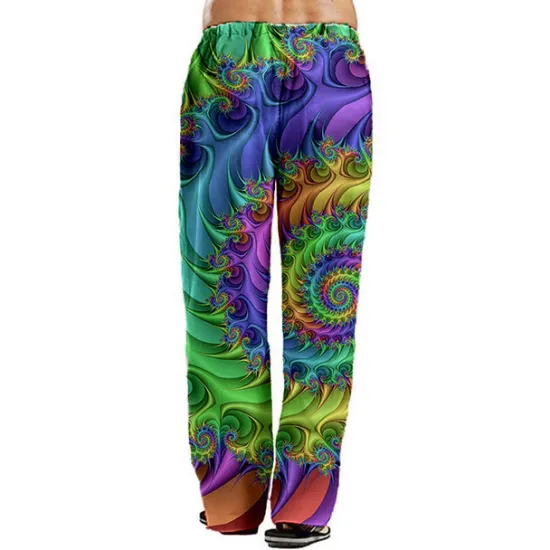 Hot OUKU Men's Trousers Summer Pants Beach Pants Drawstring Elastic Waist Straight Leg Abstract Graphic Prints Comfort Breathable Casual Daily Holiday Streetwear Designer Green Rainbow