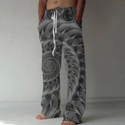 Hot OUKU Men's Trousers Summer Pants Beach Pants Drawstring Elastic Waist Straight Leg Abstract Graphic Prints Comfort Breathable Casual Daily Holiday Streetwear Designer Green Rainbow