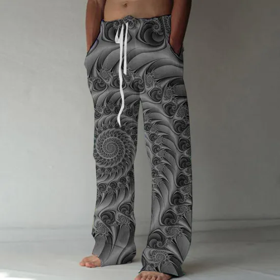 Hot OUKU Men's Trousers Summer Pants Beach Pants Drawstring Elastic Waist Straight Leg Abstract Graphic Prints Comfort Breathable Casual Daily Holiday Streetwear Designer Green Rainbow