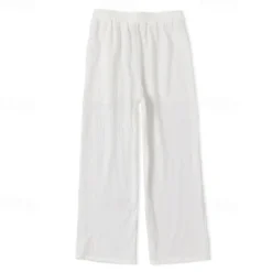 Hot OUKU Men's Trousers Summer Pants Baggy Pants Beach Pants Casual Pants Drawstring Front Pocket Straight Leg Plain Comfort Soft Full Length Yoga Holiday Beach Fashion Hawaiian Black White
