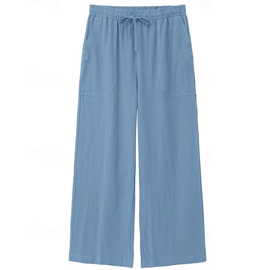 Sale OUKU Men's Trousers Summer Pants Baggy Pants Beach Pants Casual Pants Drawstring Front Pocket Straight Leg Plain Comfort Soft Full Length Yoga Holiday Beach Fashion Hawaiian Black White