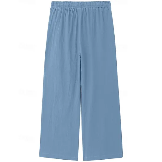 Sale OUKU Men's Trousers Summer Pants Baggy Pants Beach Pants Casual Pants Drawstring Front Pocket Straight Leg Plain Comfort Soft Full Length Yoga Holiday Beach Fashion Hawaiian Black White