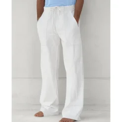 Sale OUKU Men's Trousers Summer Pants Baggy Pants Beach Pants Casual Pants Drawstring Front Pocket Straight Leg Plain Comfort Soft Full Length Yoga Holiday Beach Fashion Hawaiian Black White